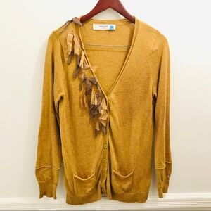 Anthropologie Sparrow Tied Trails Sweater medium yellow cashmere cardigan